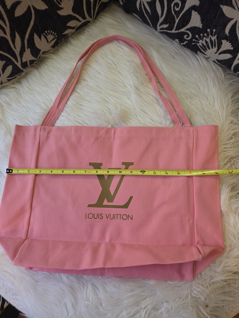 Pink Canvas Tote Bag With Slim Handles - Picture 7 of 9